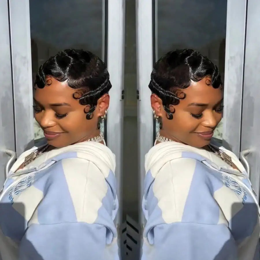 Elegant Finger Wave Pixie (6")