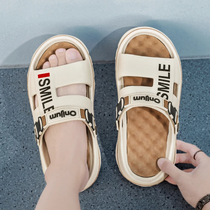 New Men's Massage Slippers Indoor Outdoor Sandals Beach Comfortable Soft Slides Clogs Casual Shoes Men Women Home Slippers
