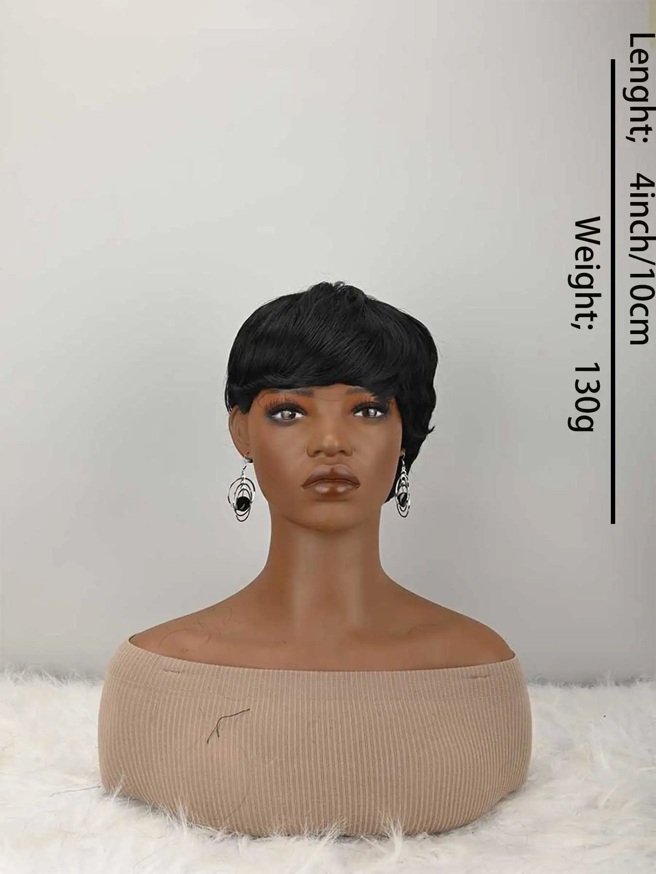 Short Bob Wig For Women Pixie Cut Wigs Glueless Wig None Lace Front Wig With Bangs Natural Black Straight Full Machine Made Short Layered For Daily Use