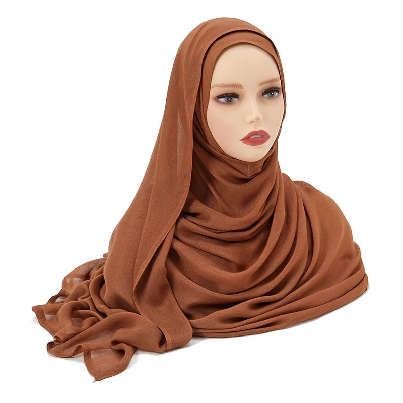 Hijabs musulmanes para mujer, pañuelos finos lisos, chales para mujer musulmana, pañuelo suave de viscosa y rayón, turbante islámico, diadema de 200x85cm