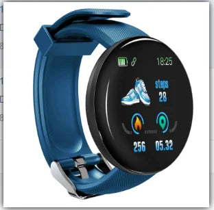 D18 Smart Watch – Heart Rate Monitor, Round Digital Fitness Watch for Men & Women (Band Included, Compare with D20/Y68)