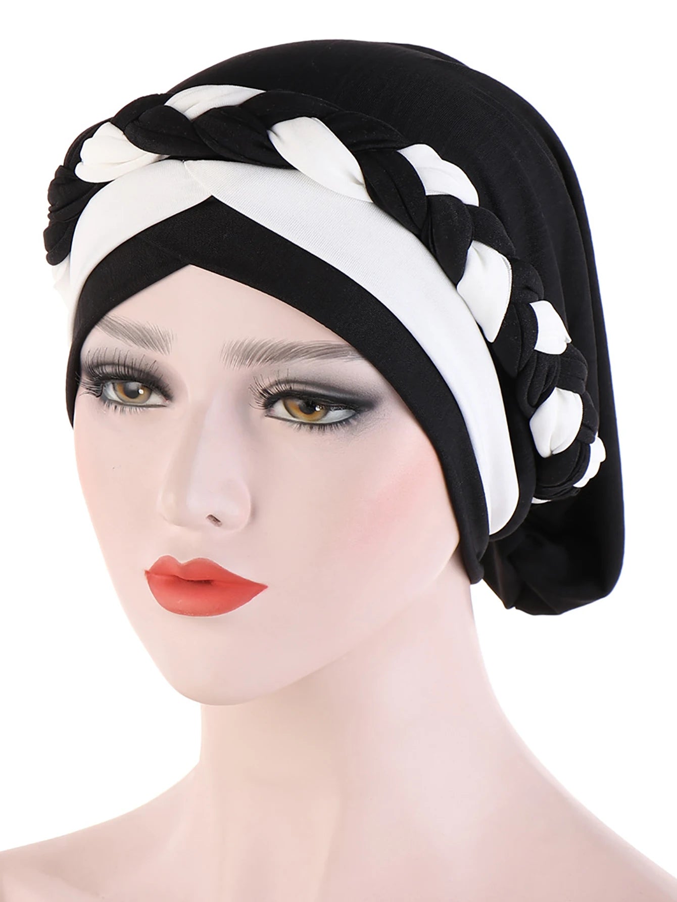 Gorro turbante hijab trenzado con bloques de color para mujer, pañuelo africano para la cabeza, gorro para quimioterapia de cáncer, gorros para la cabeza de mujer