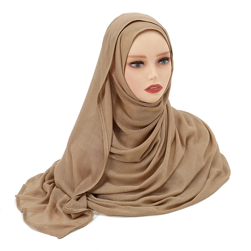 Hijabs musulmanes para mujer, pañuelos finos lisos, chales para mujer musulmana, pañuelo suave de viscosa y rayón, turbante islámico, diadema de 200x85cm