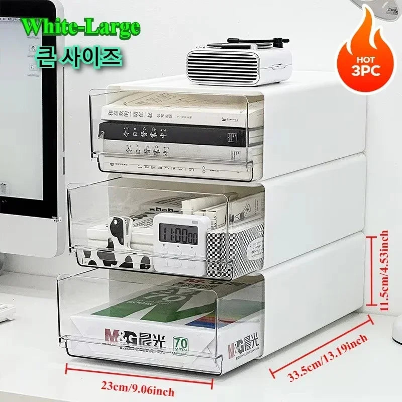 Desktop Organizer Drawer Makeup Storage Box Stationery Finishing Organizer Box Dormitory Desktop Organizer Cabinet  Dustproof