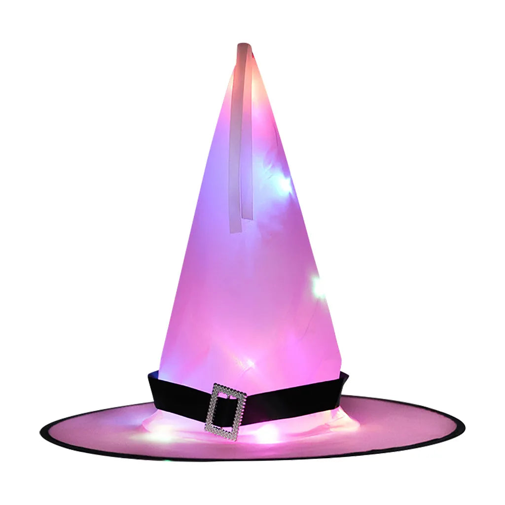 Halloween Decoration Glowing Hat Outdoor Hanging Lighted Glowing Witch Hat Lights String Battery Outdoor Yard Tree Decorations