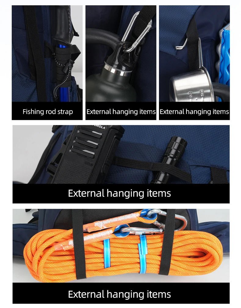 Hiking Backpack With Rain Cover Outdoor Camping Climbing Trekking Bag Large Sport Gear Organiser Daypack Travel Luggage Rucksack