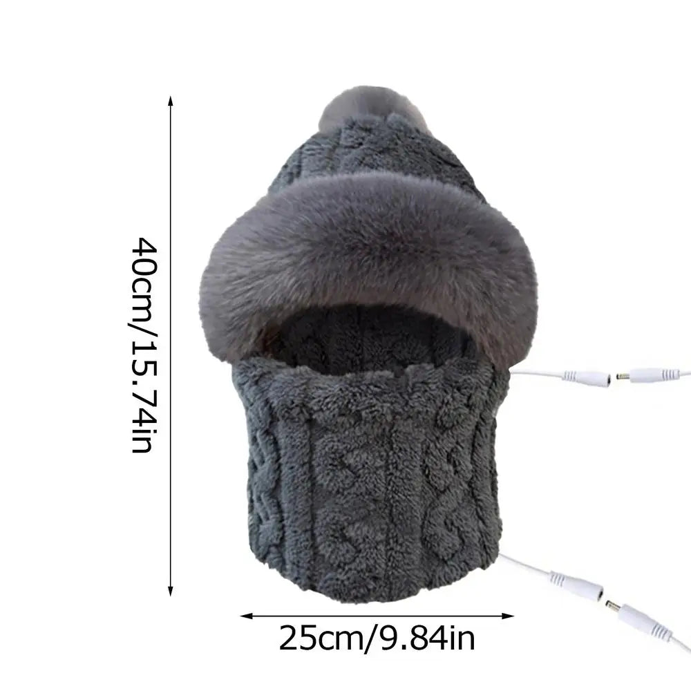 Gorro de invierno con calefacción, gorros de invierno eléctricos de algodón con calefacción, calentador de cuello, orejeras, gorros cortavientos para mujer, gorro para el invierno cálido