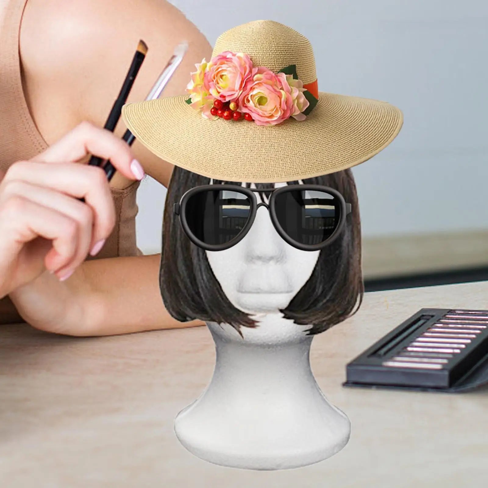 Female Styrofoam Mannequin Manikin Head Model Foam Wig Hair Lightweight  Manikin Head Wig Display Stand for Scarves Jewelry Hats Maniqui Cabeza Con Cabello Natural