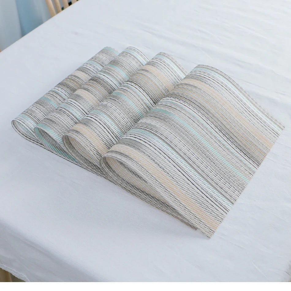 Placemats for Dining Table PVC Bamboo Pattern Table Mats Multiple Colors Non-Slip Heat Resistant Washable Easy to Clean