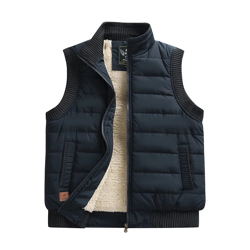 Men's Vest Lightweight Padded Thickening Vests Sleeveless Fleece Jackets Men Winter Warm Coat Waistcoat Plus Size 6xl Outdoor