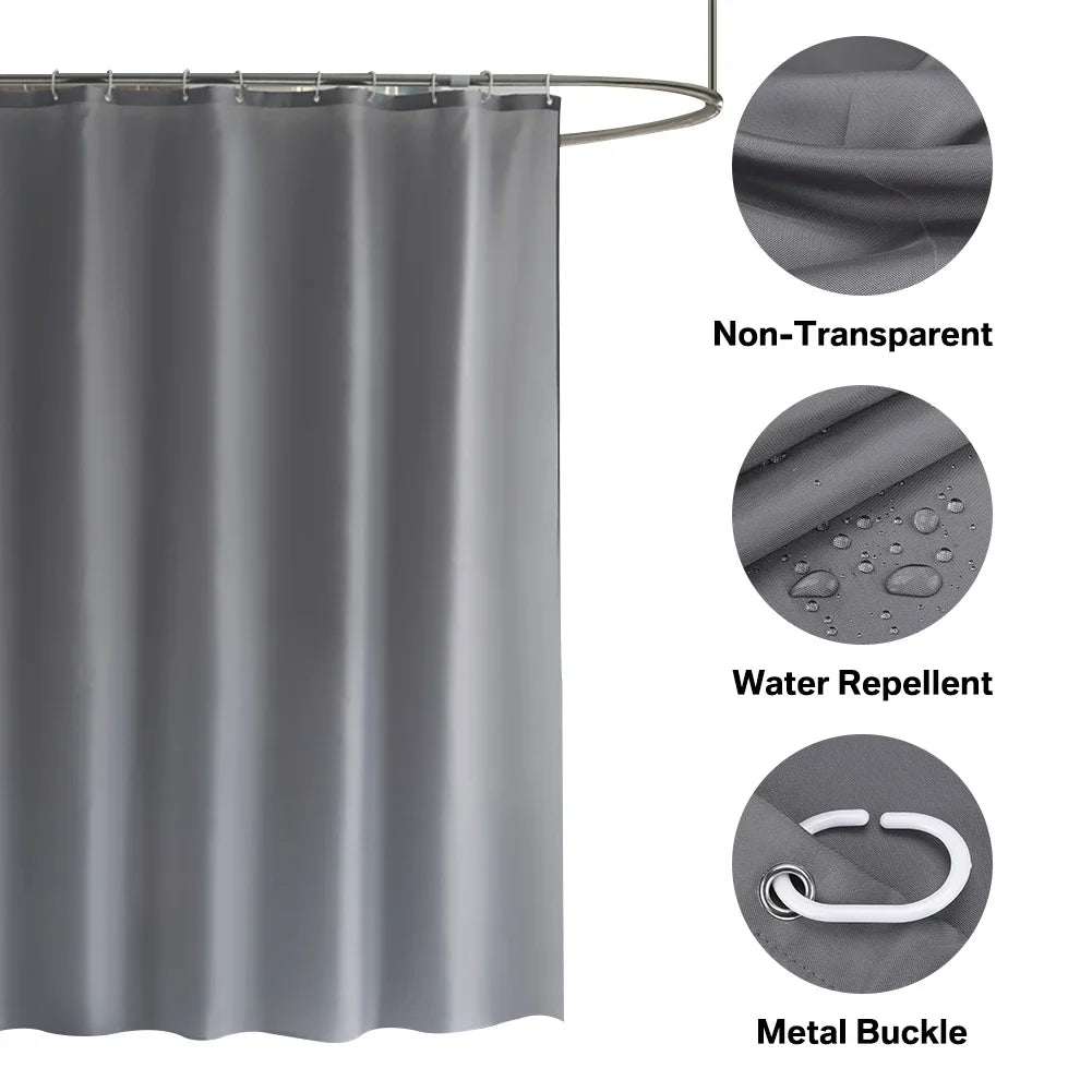 180-230cm Shower Curtains Waterproof Heavy Duty Thick Fabric Bath Curtain for Hotel Bathroom Bathtub Solid White Private Cover