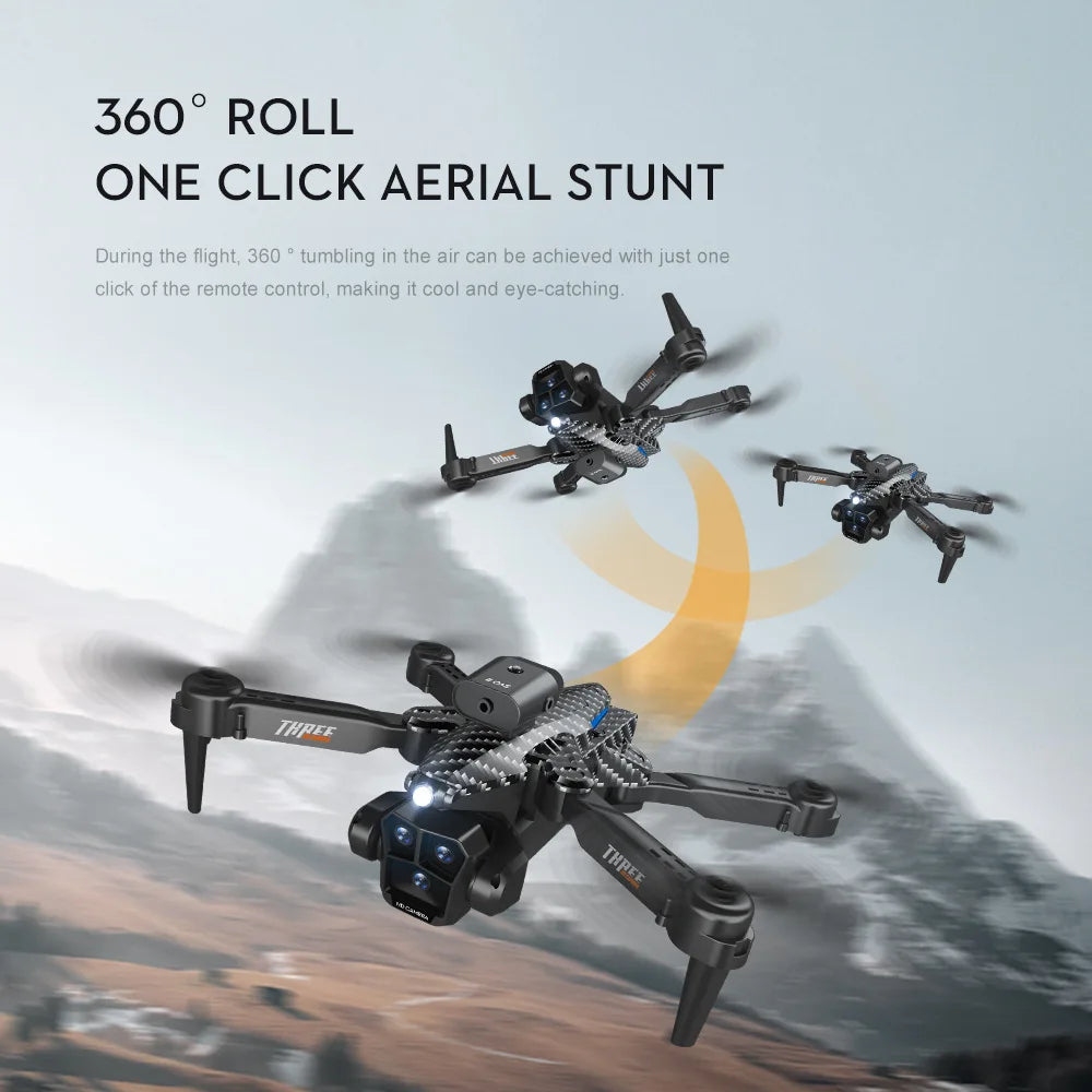 New Carbon Fiber Drone Triple HD Camera Aerial  OAS Remote Control Aircraft Optical Flow Quadcopter Kid Gifts