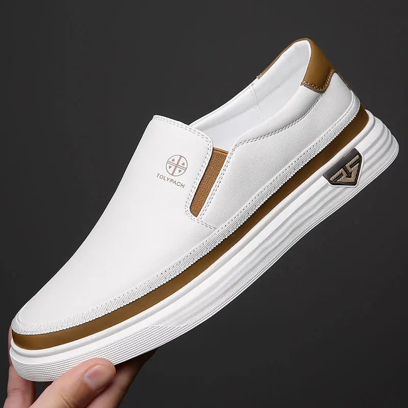 Men’s Genuine Leather Slip-On Sneakers