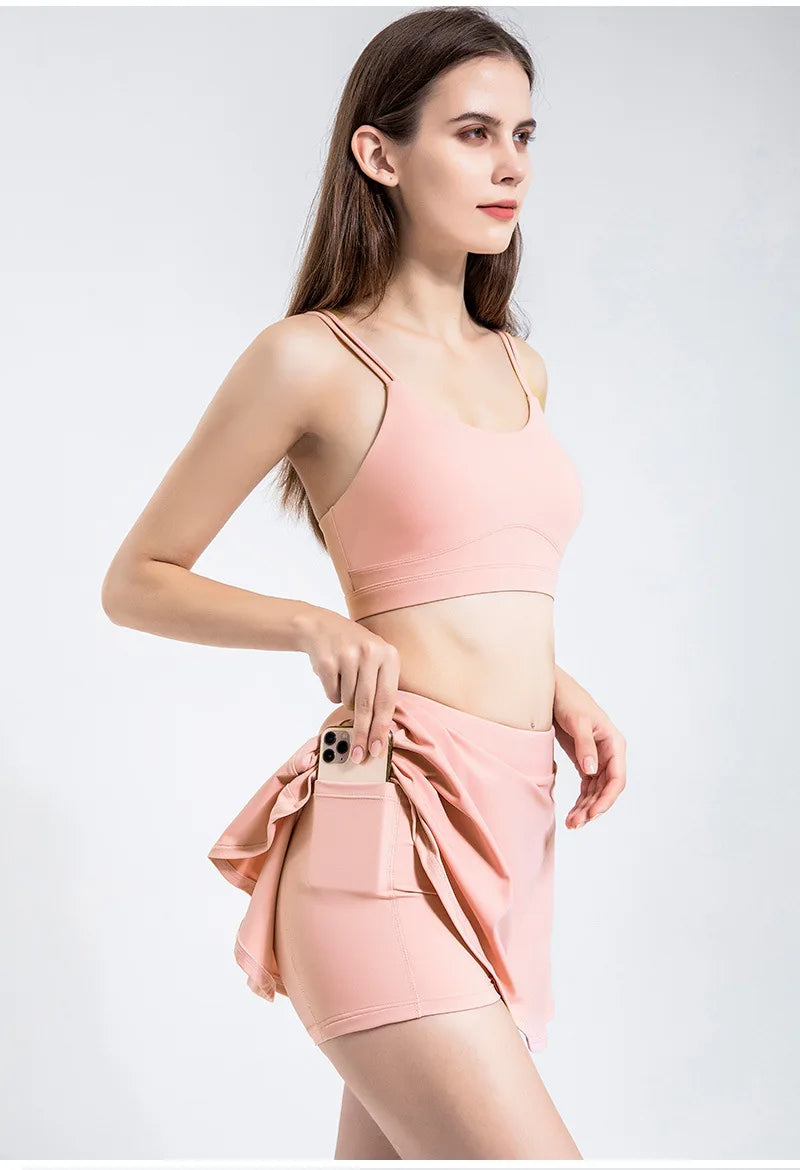 Shorts Skirts for Women High Waist Breathable Shorts Sweat Bras Security Sports Womens Skirts Gym Yoga Fitness Tennis Sportswear