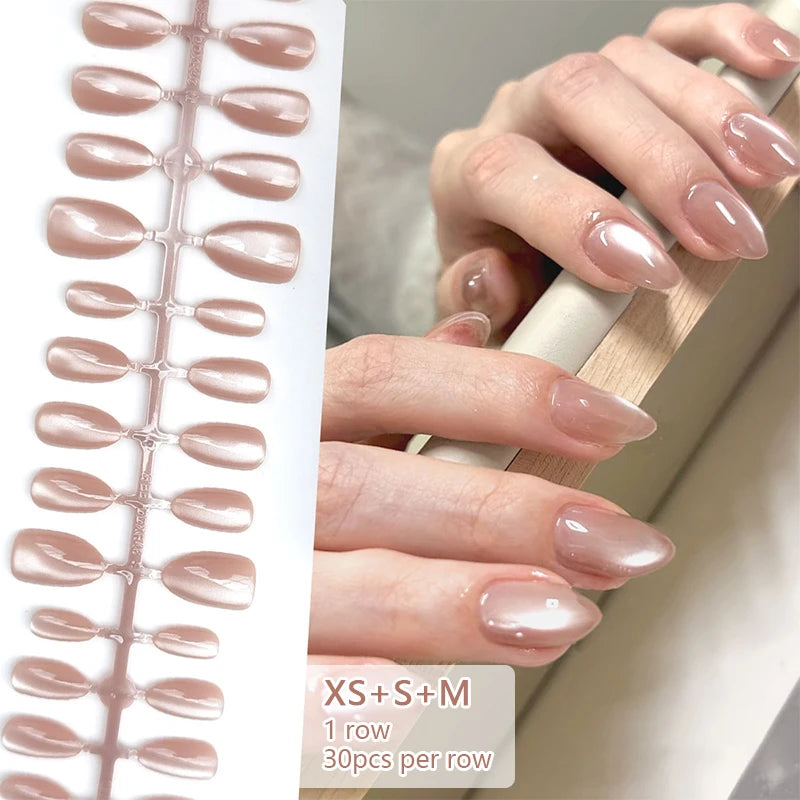 30Pcs Solid Color Nail Tip Fake Nail Fashion Nude Pink Wearable False Nails Simple Full Cover Press On Nails DIY Wear Nail Tool