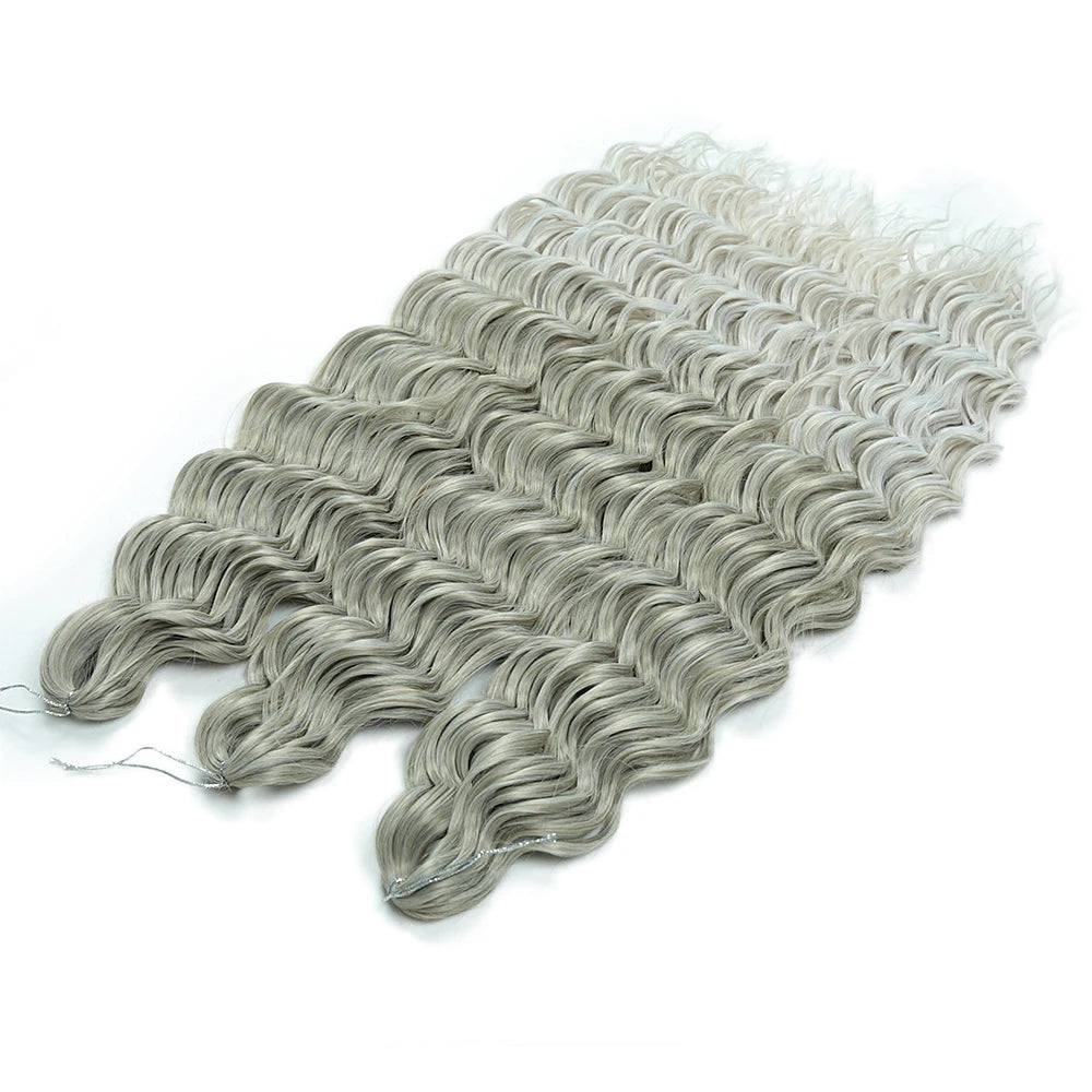 ALIBABY 24Inch Synthetic Loose Deep Wave Braiding Hair Extension Water Wave Crochet Braid Hair for Braids Ombre Blonde Fake Hair