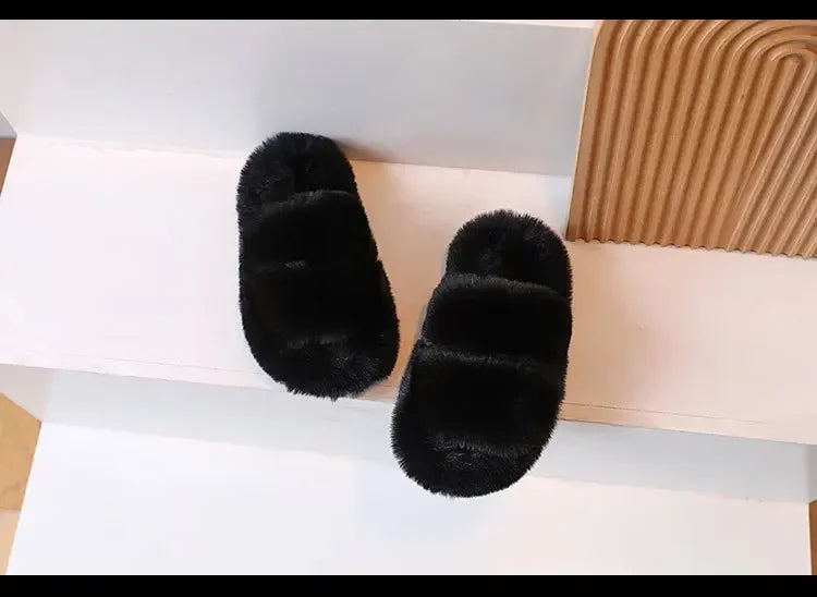 Zapatos cálidos para niños, color liso, versátiles, pantuflas de invierno con pelo para niños y niñas, nuevos zapatos de interior para niños 2025, a la moda, antideslizantes, elegantes.