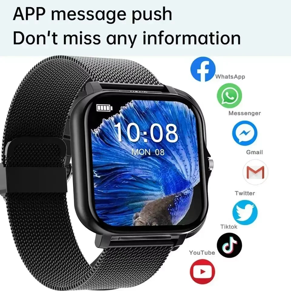 Smart Fitness Tracker Watch for Android/iOS - IP68, Heart Rate/Blood Oxygen/Sleep Monitoring, 8 Sports Modes, Breath Training