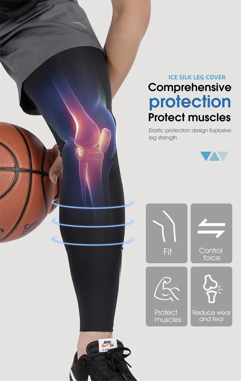 WEST BIKING Summer Running  Cycling Legs Sleeve Ice Silk UV Protection Compression Non-Slip Leg Warmer Cooling Sport Gear