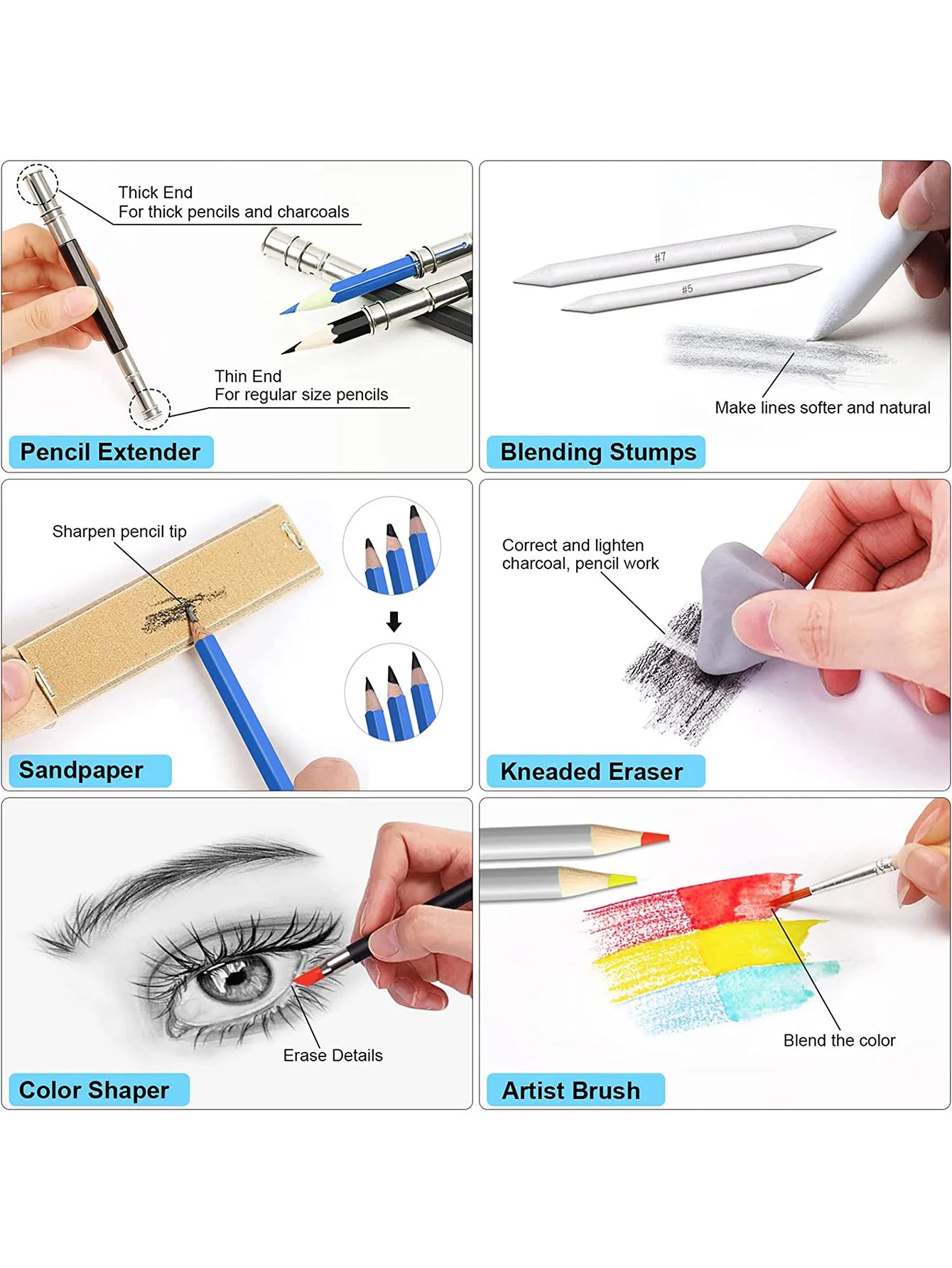 Bview Art Profesional Juego de Arte de 71 Piezas Kit de Dibujo y Boceto Lápices de Dibujo Lápices de Carbón Juego de Herramientas para Artistas