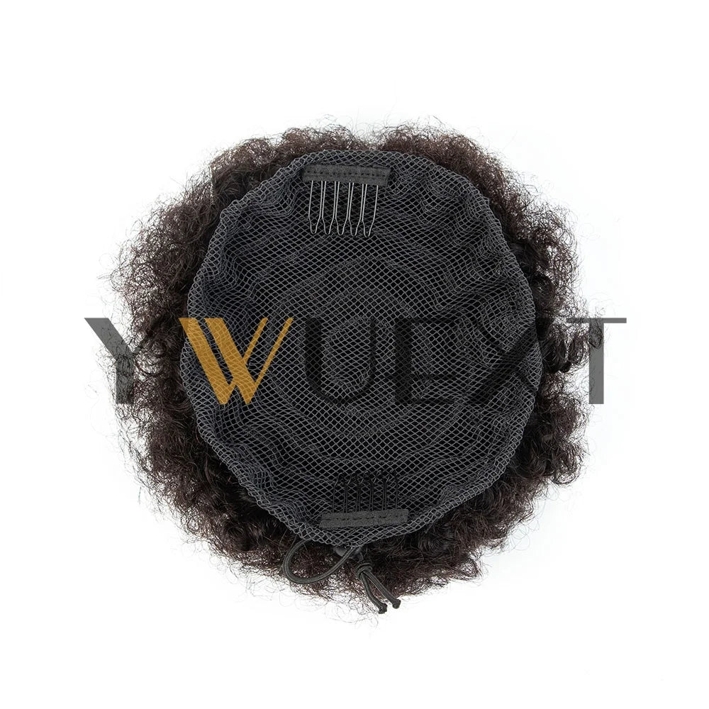 Afro Puff Ponytail 4-6 Inch Human Hair Puff Ponytail Hair Extensions Clip On Kinky Drawstring Curly Ponytail Bun Durable Natural Soft And Smooth Hairpiece Kinky Curly Bun Hair Clip In Drawstring Curly Ponytail Bun