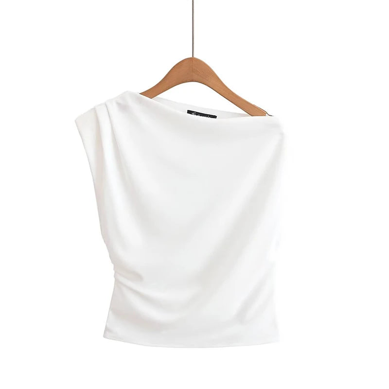 Women's Tops T-shirt Summer New Chic Slim Ruched Fashion Joker Summer T-shirt Tops Women's Street Fashion Youth Travel Tops