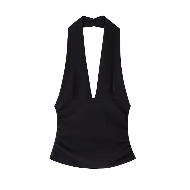 TRAF Sexy Skirt Sets Women's 2 Pieces Spring Summer Short Halter Tops Midi Skirts Fashion Party Evening Elegant Skirt Set Outfit