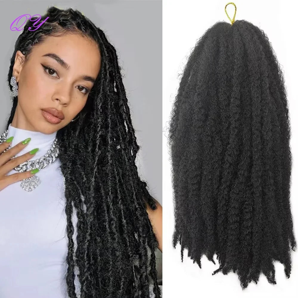 2 stk. Marley Twists hårflettingshår, syntetisk afro kinky heklefletterhårforlengelse for kvinner