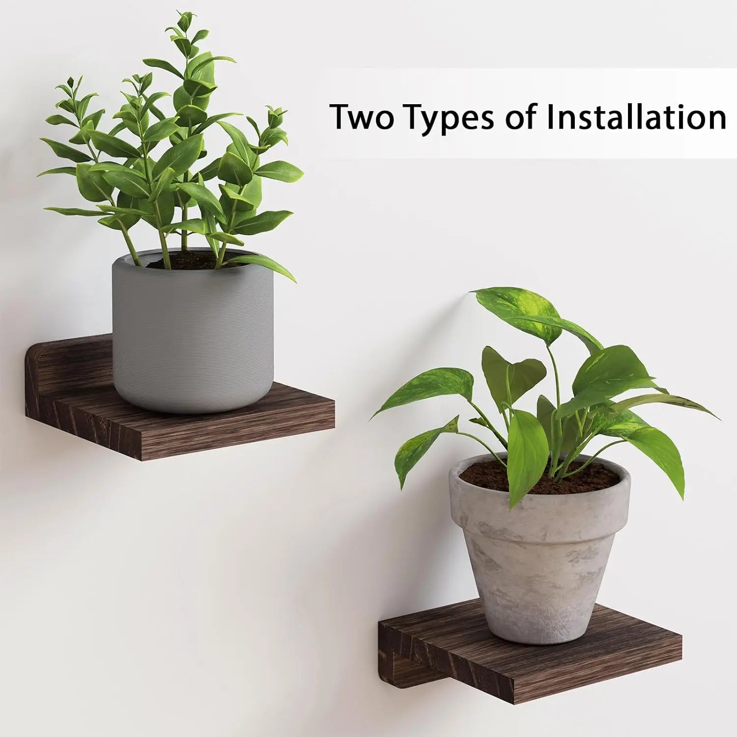 4PCS Floating Shelves For Wall Wood Shelf Display Ledges Room Decor Home Living Room Plant Flower Pot Tray Storage Garden Decora