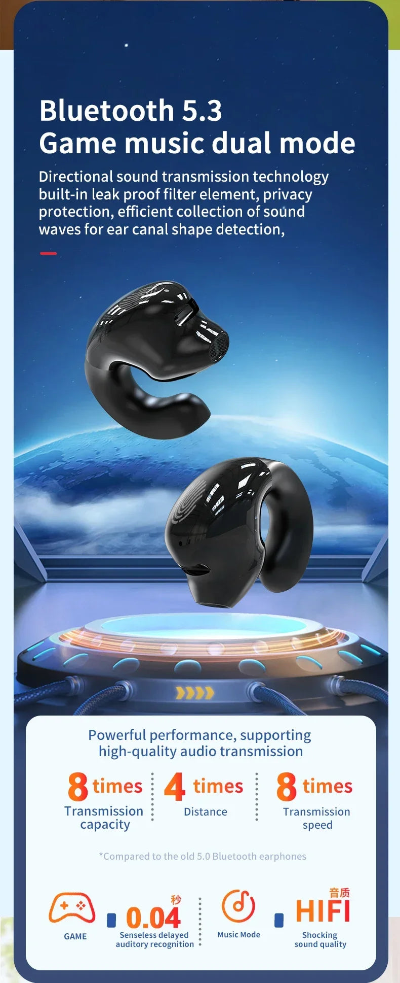 Bluetooth 5.3 Earphones With Mic Wireless Headphones Single in-Ear Sports Waterproof TWS Earbuds Handsfree Headset