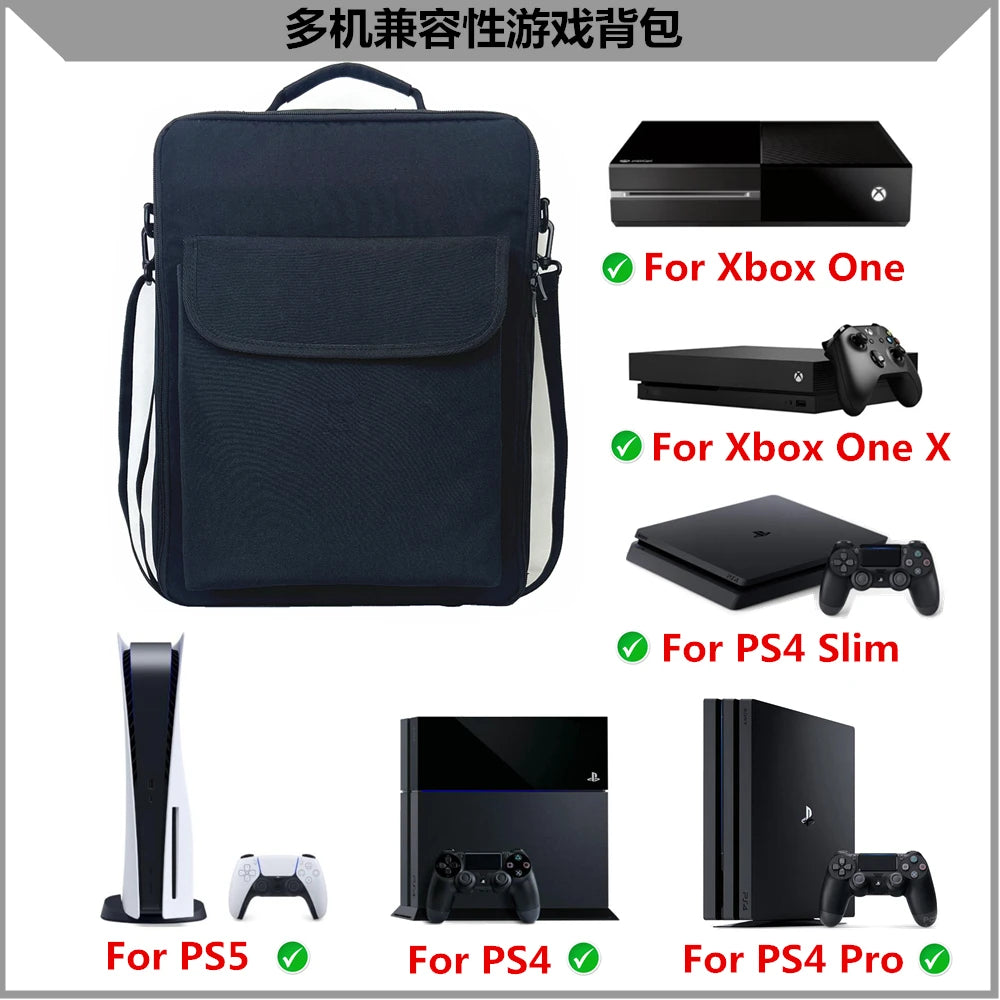 Gaming Carrying Case,Travel Shoulder Bag for Xbox One X PS5 PS4 Controller Console Game  Accessories Protective Storage Pockets