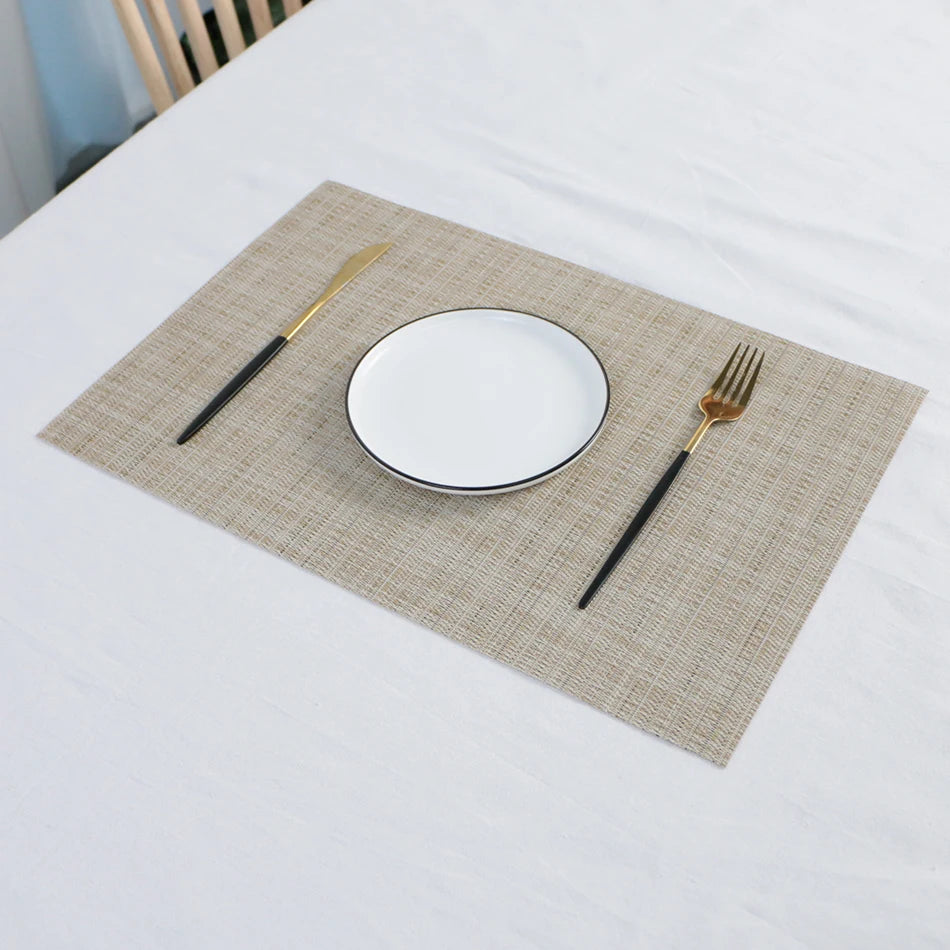 Placemats for Dining Table PVC Bamboo Pattern Table Mats Multiple Colors Non-Slip Heat Resistant Washable Easy to Clean