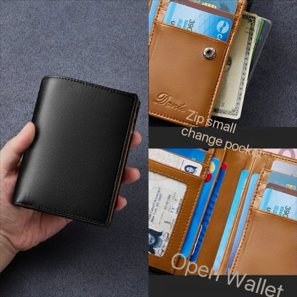 Men's Leather Wallet, Genuine Leather, Adult Luxury Brand Zipper, Large Capacity, Multiple Card Slots, Top Layer Cowhide Wallet
