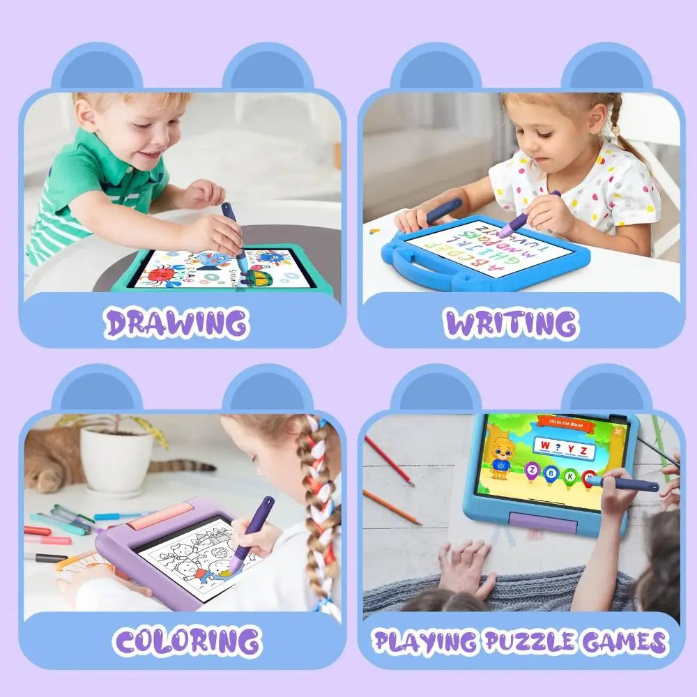 Anti-Rolling Kid-Friendly Stylus Pens New Touch Screens Kids Tablet Stylus Pens with Anti-lost Tether Silicone Capacitive Pen