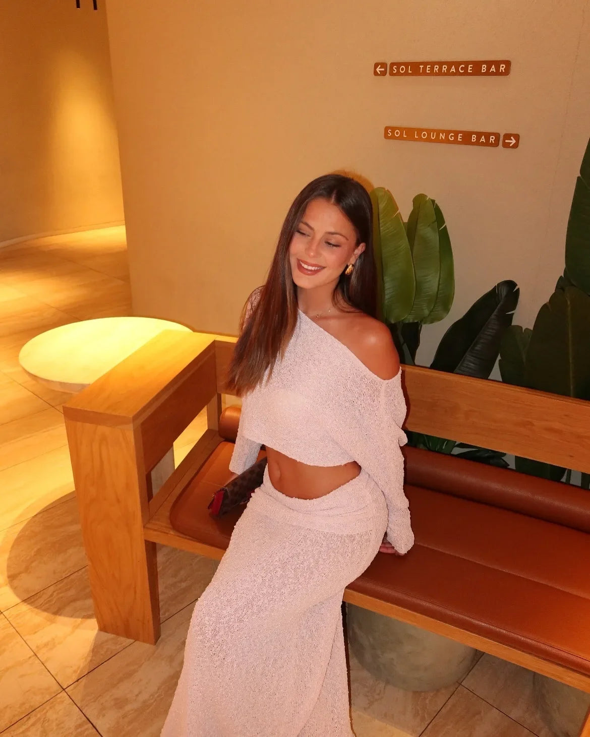 Knitted Skirt Set Women's Summer Off-Shoulder Long Sleeve Cropped Top Slim See-through Pleated Skirt Female Skirt Set