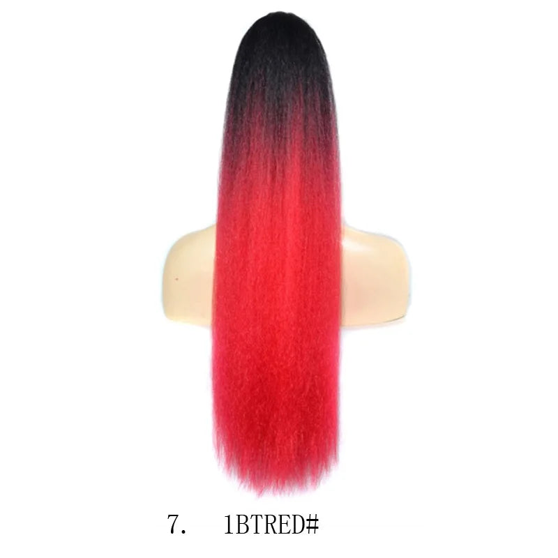 Extension synthétique afro queue de cheval longue, yaki bouclée, crépue, ondulée, douce, résistante à la chaleur, cheveux noirs pour usage quotidien féminin