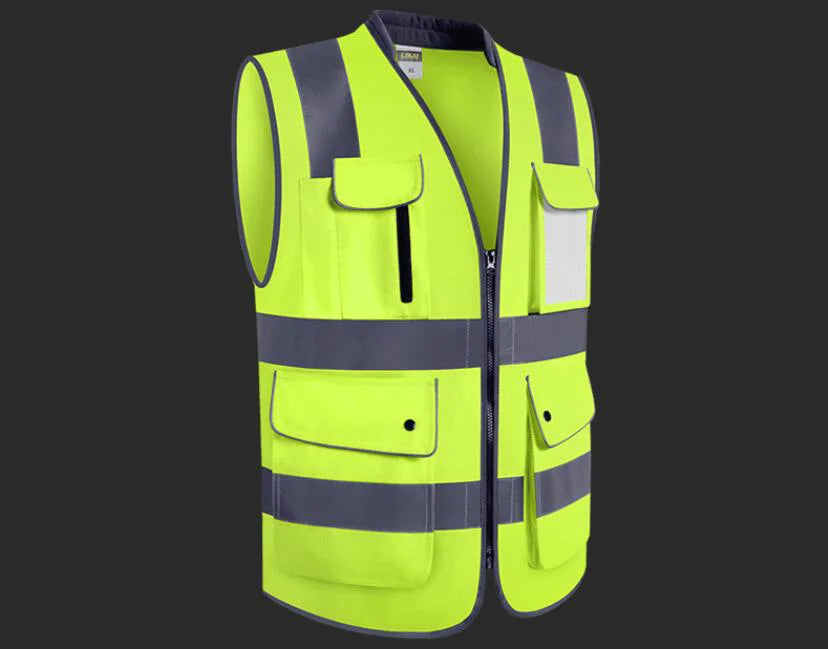 Road Work Vest for Man With Pockets Hi Vis Vest Outdoor Construction Protective Workwear Work Wear Vest