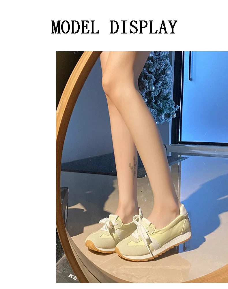 Spring and Summer Women's Casual Flat Shoes Shallow Mouth Canvas Shoes New Women's Lace-up Sports Shoes Comfortable