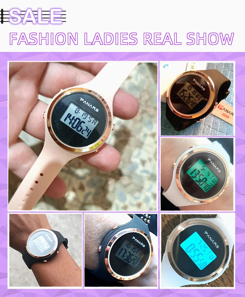 SYNOKE Women's Watch Digital Women Dress 50M Waterproof Stopwatch Sports Luminous Multifunction LED Electronic Wrist Watch Lady