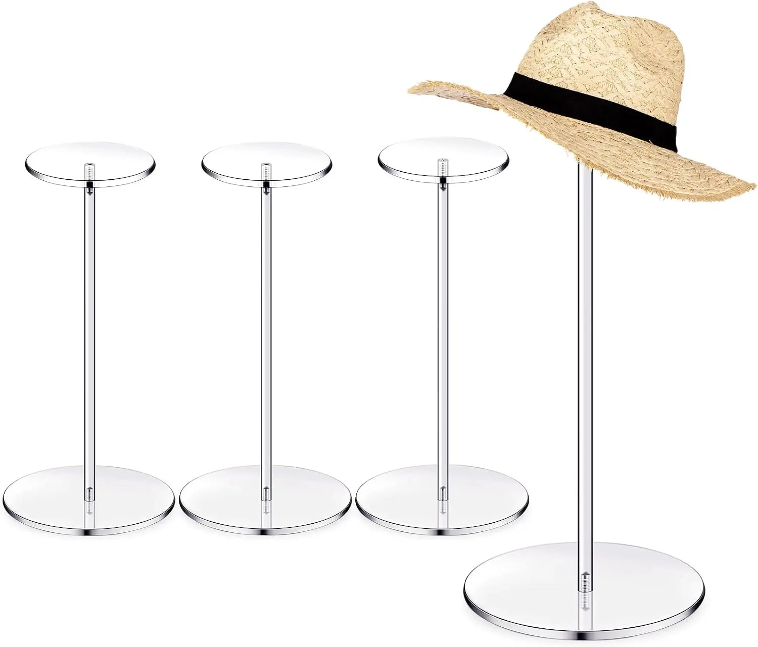4 Pack Clear Acrylic Hat Stand Display Rack for Baseball Caps, Wig, Watch, Jewelry, 12 Inch