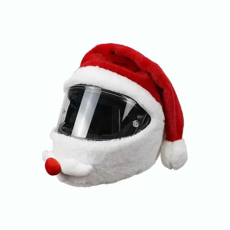 Christmas Motorcycle Helmet Cover Santa Claus Hat Full Face Funny Plush Motorcycle Helmet Decorative Motorcycle Ski Accessories