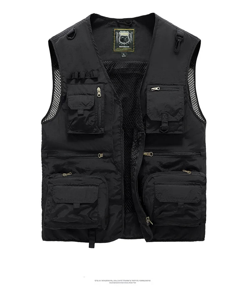 Outdoor Leisure Vest Men's New Multi-Pocket Breathable Outdoor Sports Coat High-Quality Design Leisure Vest Men Work Vest