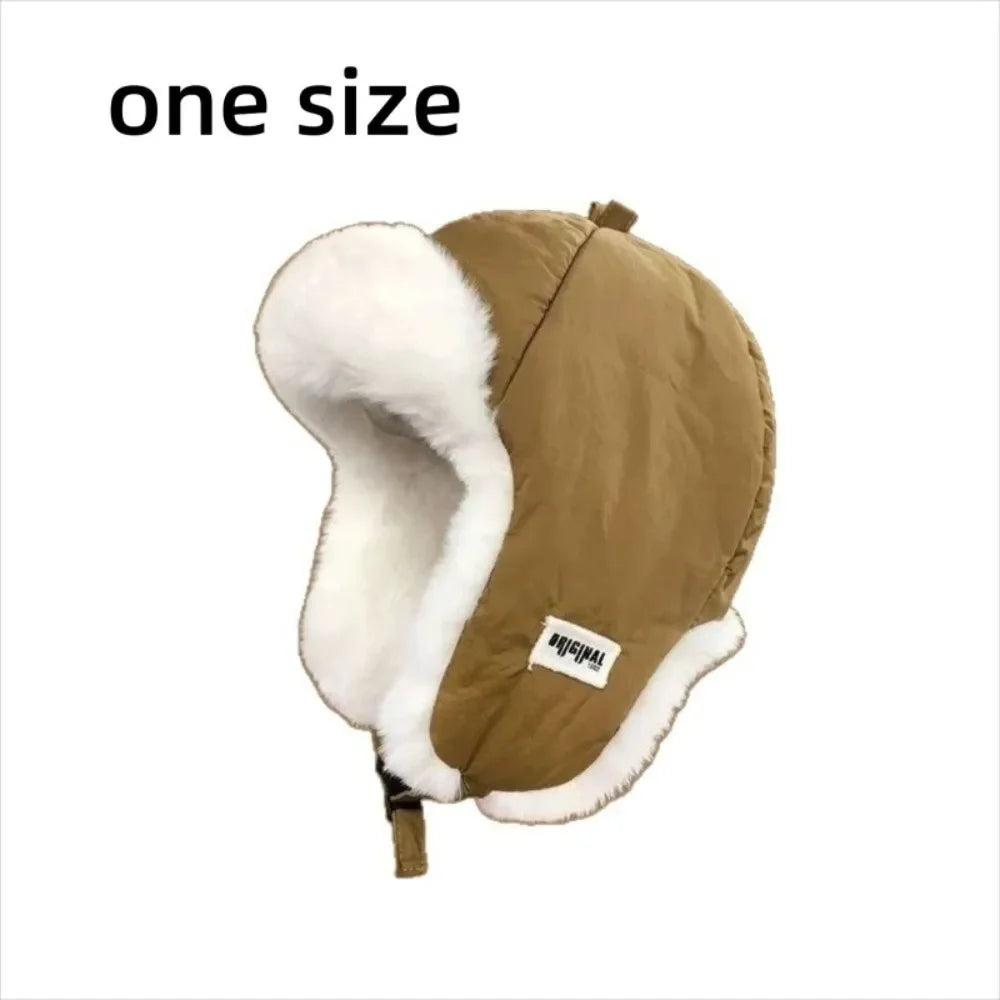 Nuevo sombrero de invierno grueso para mujer Lei Feng, sin ala, gorro de esquí bordado tipo aviador, protección para los oídos, herramientas de abrigo