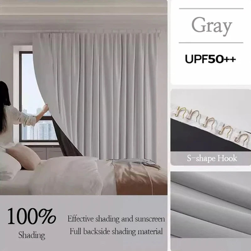 NUEVAS Cortinas Opacas Completas Bloqueo de Calor Protección Solar Salón Dormitorio Cortina de Gancho Persianas de Color Sólido Cortinas de Alto Sombreado