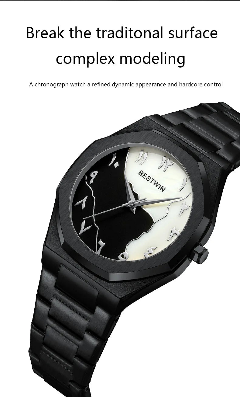 Fashion Watches Men's Watch reloj hombre BESTWIN Creative Dial Gold Shell Face Business watches for men relogios masculino