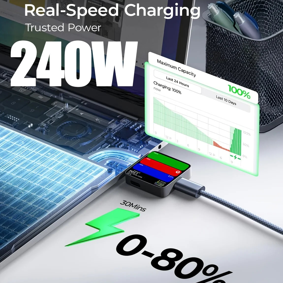 6Pcs 120W Fast Charging Cable PD3.0 QC SCP UFCS Super Fast Charging 480Mbps Data Transmission With E-Mark Chip for Phone Laptop
