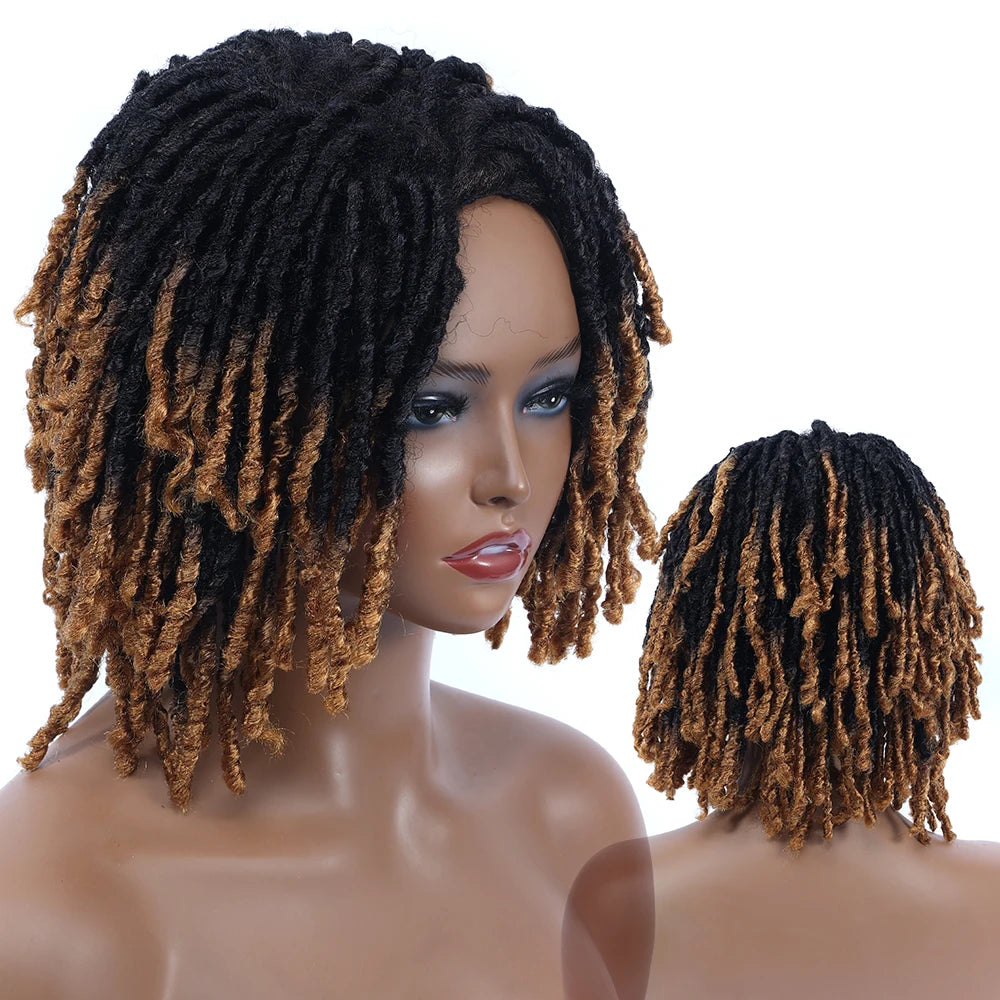 10Inches Braided Wigs  Afro Bob Wig Synthetic DreadLock Wigs For Black Woman Short Curly Ends Cosplay Yun Rong Hair