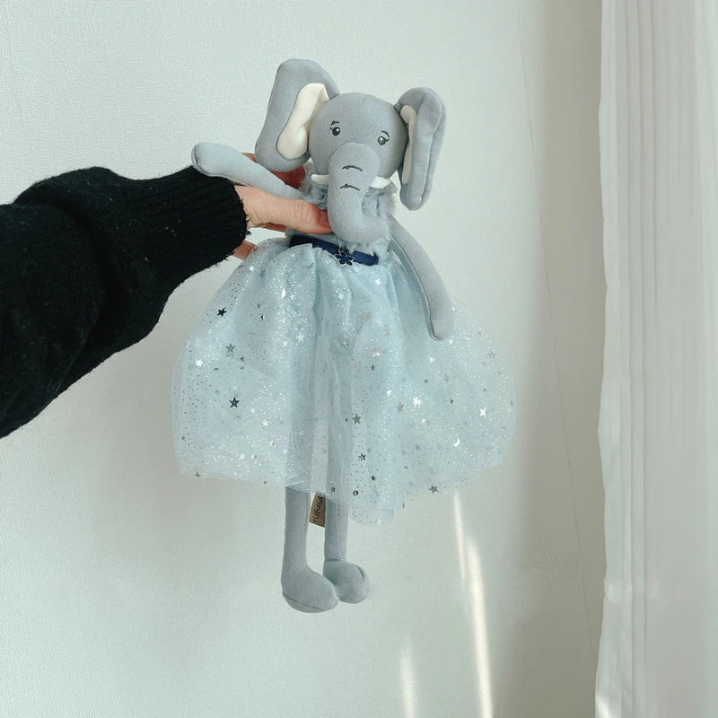 38cm Handmade Stuffed Animals Cute Unicorn Elephant Bunny Cat Sleeping Doll With Dress Baby Comfort Toys Children Gifts