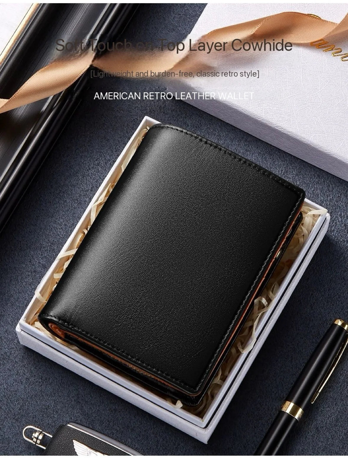 Men's Leather Wallet, Genuine Leather, Adult Luxury Brand Zipper, Large Capacity, Multiple Card Slots, Top Layer Cowhide Wallet