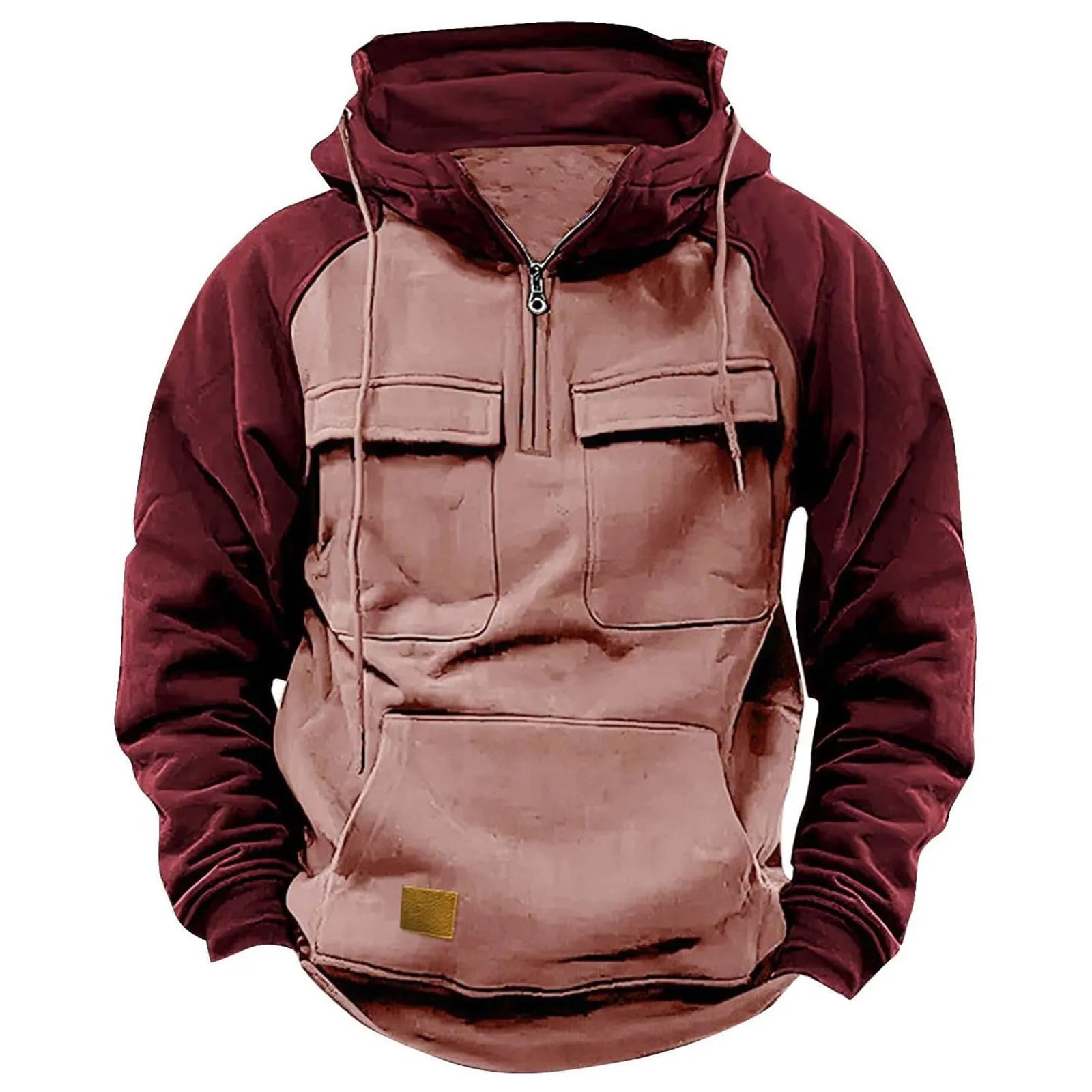 Men's Pullover Sweatshirts Spring Autumn Hooded Sweatshirt Patchwork Loose Hoodies With Pockets Long Sleeve Casual Streetwear